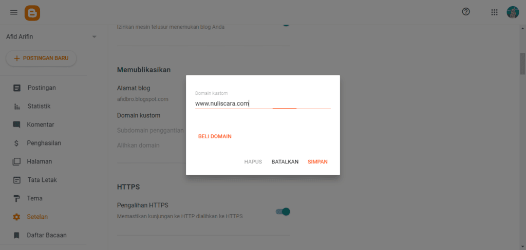 Cara Custom Domain Blogspot Pakai Domain Sendiri