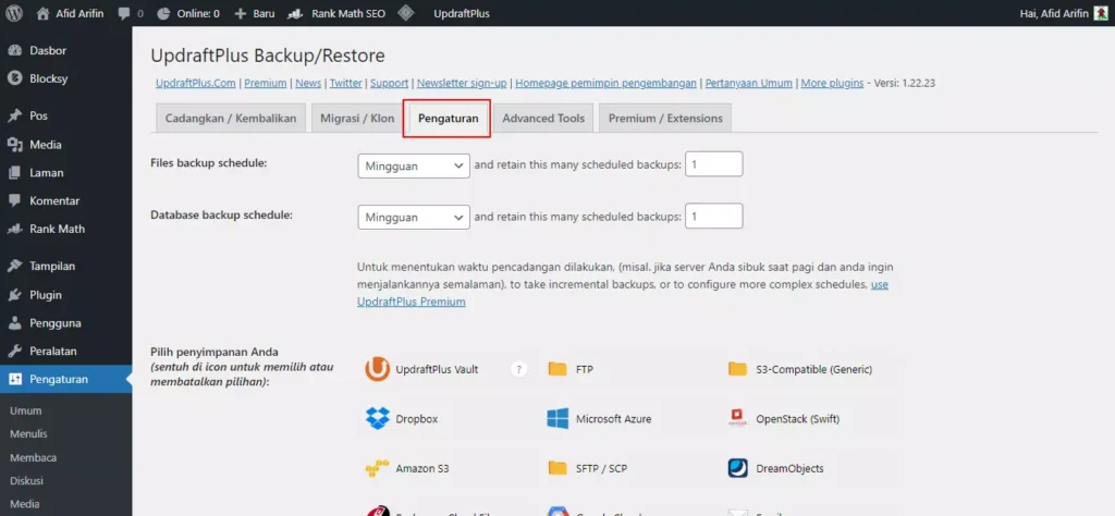 Cara Terbaik Backup WordPress dengan Plugin UpdraftPlus