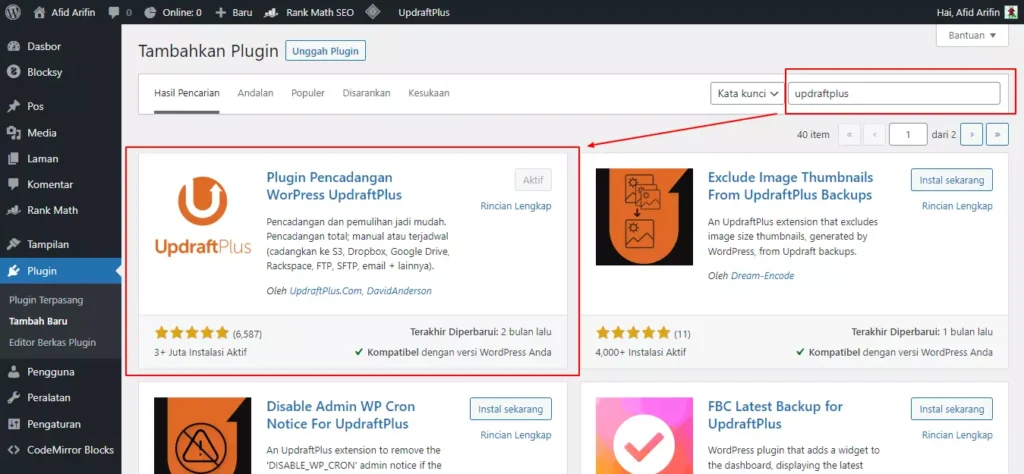 Cara Terbaik Backup WordPress dengan Plugin UpdraftPlus